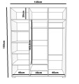 Szafa Trzydrzwiowa PARIS Y44 145x53x190 cm z Grafiką UV – Biel / Grafit / Róż