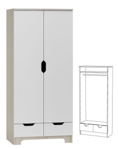 Szafa dziecięca NORDI N9 80cm – Dąb Sonoma + Biel – Meble dla dzieci