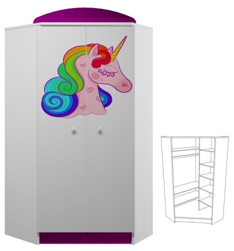 JEDNOROŻEC 14 - N28 szafa narożna dziecięca 95x95 w.190 