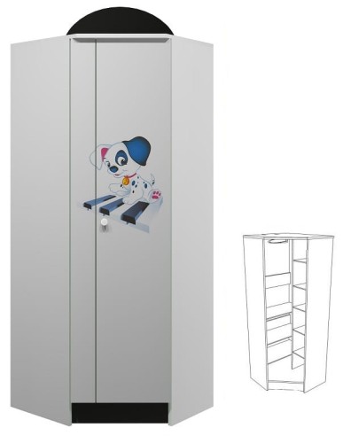 PIESEK 21 - N27 szafa narożna dziecięca 70x70 w.190 