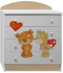 komoda dziecięca DWA MISIE 41 N1 do pokoju dziecka z grafiką malowaną