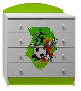 komoda dziecięca z szufladami PIŁKA 46 N1 zielona dla chłopca football