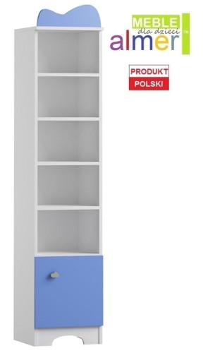 Regał dziecięcy CLOUDS N4 – Biel + Lazurowy Błękit – 190x40 cm