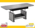 Ławostół L15 Szuflada 130(+2x40)x80 w60(+15) Atelier Beton Jasny Czarny Ława Rozkładana Podnoszona Stół