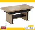Ława z PÓŁKĄ L15 Ławostół 130(+2x40)x80 w60(+15) Rozkładana Podnoszona Dąb Craft Złoty Czarny