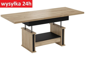Ławostół  L29 SZUFLADA podnoszony rozkładany 130(+2x40)x80 w.60(+15)  dąb craft złoty + czarny
