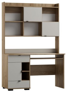 Biurko dziecięce z nadstawką ARETTO Y15 130x55x190 cm | Dąb Craft Złoty/Kaszmir 