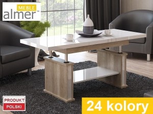 Ławostół L29 MDF Biały Połysk Ława Rozkładana do 200/210cm Podnoszona Stół Stolik