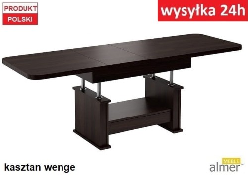 Ławostół L15 SZUFLADA 130(210)x80 w60(75) Kasztan Wenge Ława Rozkładana Podnoszona Stół