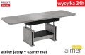 Ławostół L15 Szuflada 120(+2x40)x70 w60(+15) Beton Jasny Czarny Ława Rozkładana Podnoszona Loft Nowoczesna