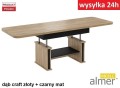 Ława z PÓŁKĄ L15 Ławostół 130(+2x40)x80 w60(+15) Rozkładana Podnoszona Dąb Craft Złoty Czarny