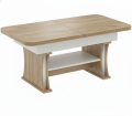 Ławostół L07 Ława 130(+2x40)x80 w60(+15) Dąb Craft Złoty + Biały Rozkładana Podnoszona Stół