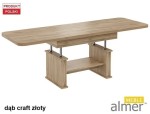 Ławostół L15 Dąb Craft Złoty 130(+2x40)x80 w60(+15) Ława Rozkładana Podnoszona Stół  z Półką