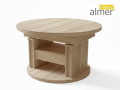 Ławostół L65 Okrągły Orzech Ecco Szuflada 100(+40) w.60(+15) Podnoszona Rozkładana Ława Stolik 