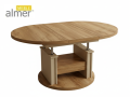 Ławostół L65 Okrągły Dąb Craft Złoty Biały Szuflada 100(+40) w.60(+15) Podnoszona Rozkładana Ława Stolik
