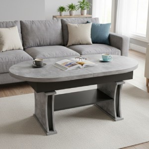 Ławostół L67 Atelier Jasny Czarny Rozkładany Podnoszony Stół Stolik Ława 