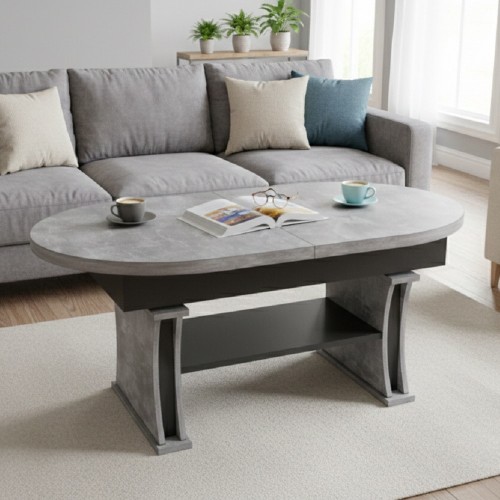 Ławostół L67 Atelier Jasny Czarny Rozkładany Podnoszony Stół Stolik Ława 