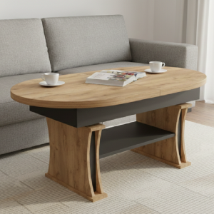 Ławostół L67 Dąb Craft Złoty Czarny Rozkładany Podnoszony Stół Stolik Ława