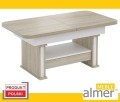 Ławostół L02 Szuflada 120(+40)x70 w. 60 (+15) Dąb Sonoma + Biały Mat Rozkładana Podnoszona Owalna 