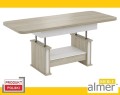 Ławostół L02 Szuflada 120(+40)x70 w. 60 (+15) Dąb Sonoma + Biały Mat Rozkładana Podnoszona Owalna 