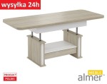 Ławostół L02 Szuflada 120(+40)x70 w. 60 (+15) Dąb Sonoma + Biały Mat Rozkładana Podnoszona Owalna 