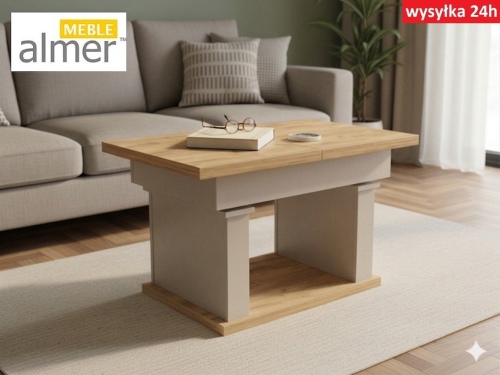 Mała Ława L63 podnoszona rozkładana 100(+40)x60 w.60(+15) Dąb Craft Złoty + Kaszmir