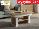 Ławostół L62 Dąb Craft Złoty + Biały Mat Rozkładany 120(+2x40)x80 w.60(+15) Ława Stół Podnoszony 