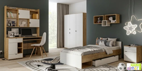 Zestaw mebli młodzieżowych ARETTO A z łóżkiem | Kaszmir | Wysyłka 0zł