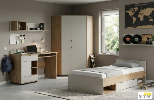 Nowoczesne meble do pokoju dziecka ARETTO G | Kaszmir & Dąb Craft Złoty