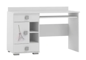 Biurko Młodzieżowe PARIS Y14 130x55 cm – Grafika UV – Biały/Grafit