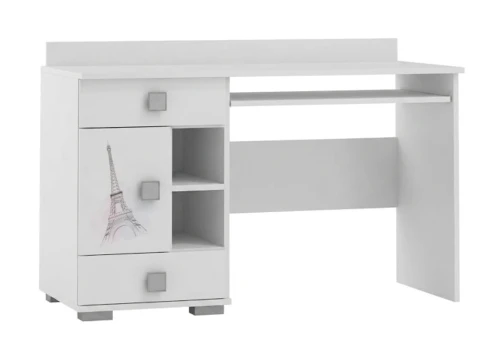 Biurko Młodzieżowe PARIS Y14 130x55 cm – Grafika UV – Biały/Grafit