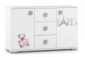 Komoda Młodzieżowa PARIS Y42 120x40x76 cm – Grafika UV – Biały/Grafit