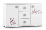 Komoda Młodzieżowa PARIS Y42 120x40x76 cm – Grafika UV – Biały/Grafit