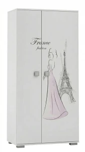 Szafa Dwudrzwiowa PARIS Y43 90x53x190 cm – Biały/Grafit – Grafika UV