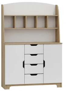 Komoda z nadstawką NORDI N44 120x177 cm – Dąb Sonoma / Biel