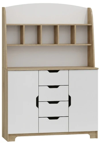 Komoda z nadstawką NORDI N44 120x177 cm – Dąb Sonoma / Biel