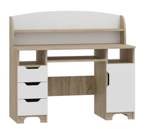 Biurko z nadstawką NORDI NB42 120x50 cm - Dąb Sonoma / Biel