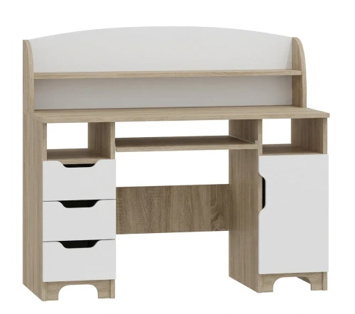 Biurko z nadstawką NORDI NB42 120x50 cm - Dąb Sonoma / Biel