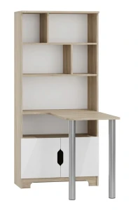 Regał z biurkiem NORDI N36 80x177 cm | Dąb Sonoma + Biel