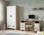 Zestaw mebli skandynawskich Nordi B - Szafa 80cm i Biurko - Dąb Sonoma / Biały