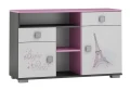 Komoda Młodzieżowa PARIS Y31 120x40x76 cm z Grafiką UV – Biel / Grafit / Róż