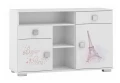 Komoda Młodzieżowa PARIS Y31 120x40x76 cm z Grafiką UV – Biel / Grafit / Róż