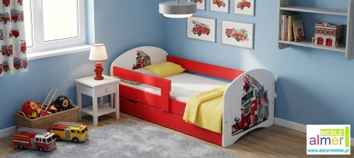 Łóżko Dziecięce STRAŻ POŻARNA 13 z Szufladą 140x70 - Model N20S