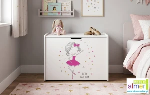 Skrzynia dziecięca na zabawki BALLERINA 37 N19 biała 80x50x60 cm | Almer Meble