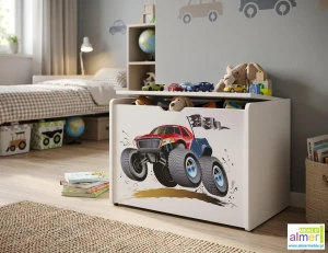 Skrzynia na zabawki dziecięca MONSTER TRUCK 20 - N19 | 80x50x60 cm