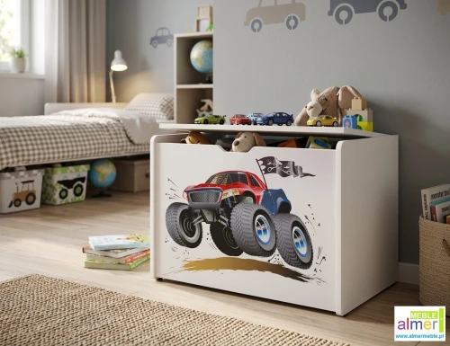 Skrzynia na zabawki dziecięca MONSTER TRUCK 20 - N19 | 80x50x60 cm