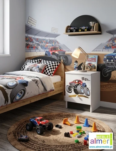 Szafka nocna dziecięca N18 MONSTER TRUCK 20 – Almer Meble