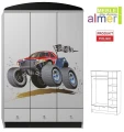 Duża szafa dziecięca N10 Monster Truck 20 (120x190) – Solidna szafa młodzieżowa
