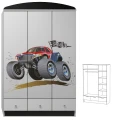 Duża szafa dziecięca N10 Monster Truck 20 (120x190) – Solidna szafa młodzieżowa