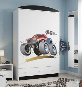 Duża szafa dziecięca N10 Monster Truck 20 (120x190) – Solidna szafa młodzieżowa